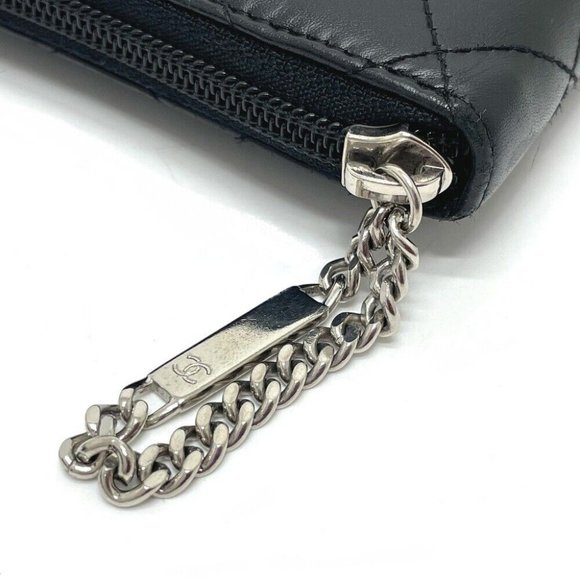 AUTHENTIC CHANEL A26710 Cambon Line organizer Zip Around Long Wallet Black - Picture 5 of 12